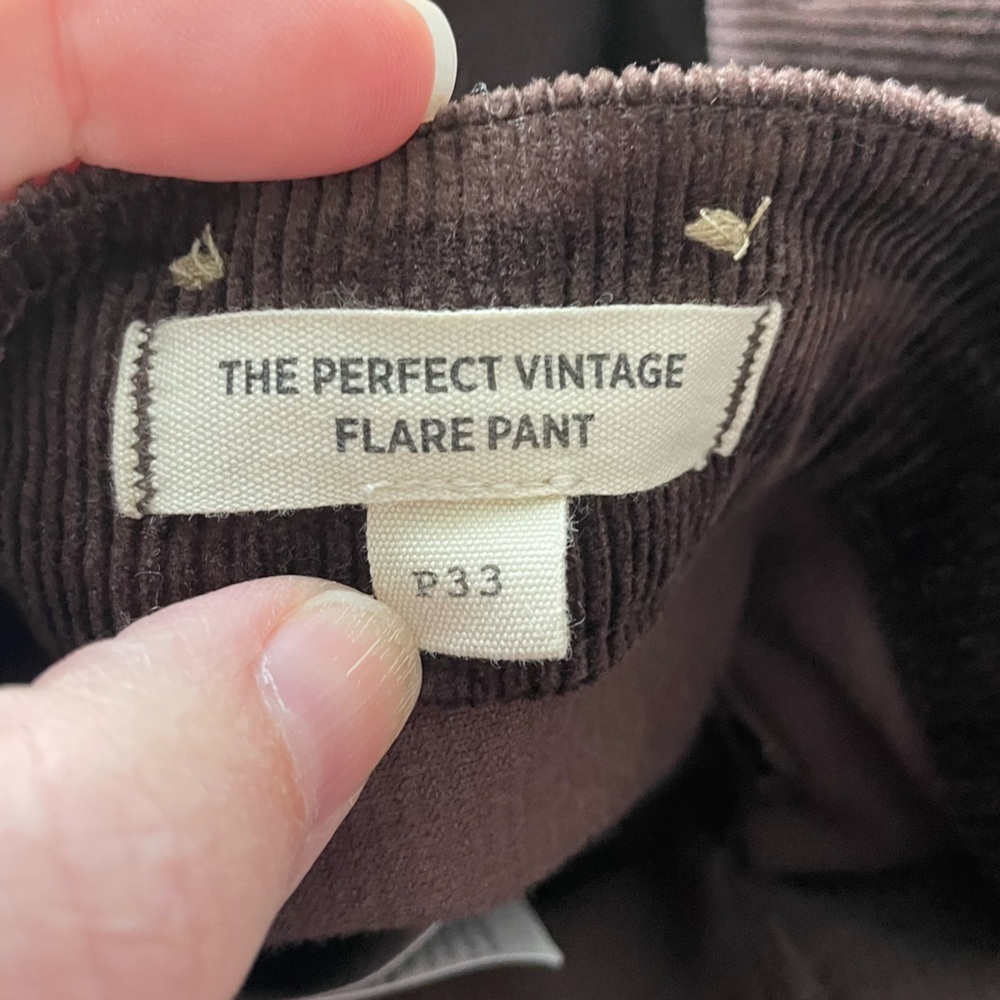 Madewell The Perfect Vintage Flare Pant in Brown Corduroy - Size 33 Petite - Picture 9 of 10